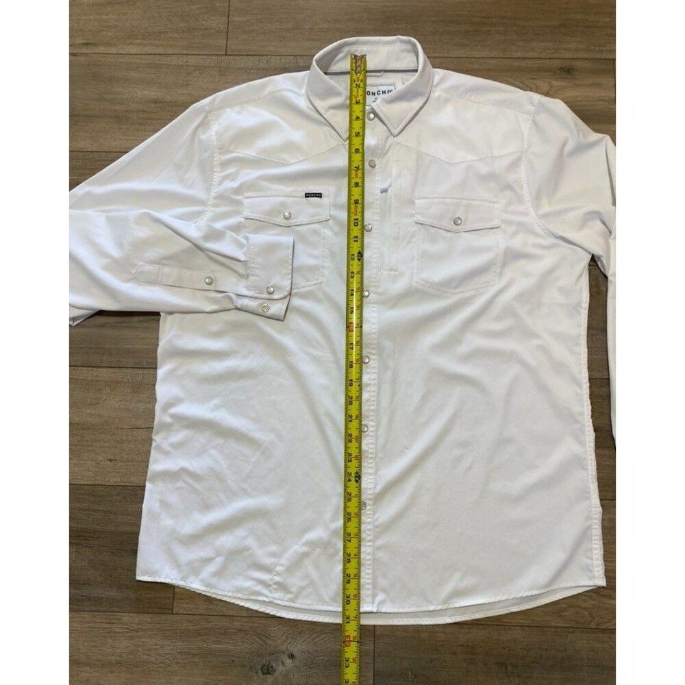 Poncho Slim Fit Western Shirt Mens XL Solid White Pearl Snap Long Sleeve Fishing - Picture 4 of 8